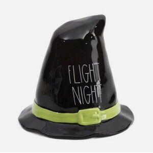 New Rae Dunn Halloween 7" FLIGHT NIGHT Black Ceramic Witch's Hat
